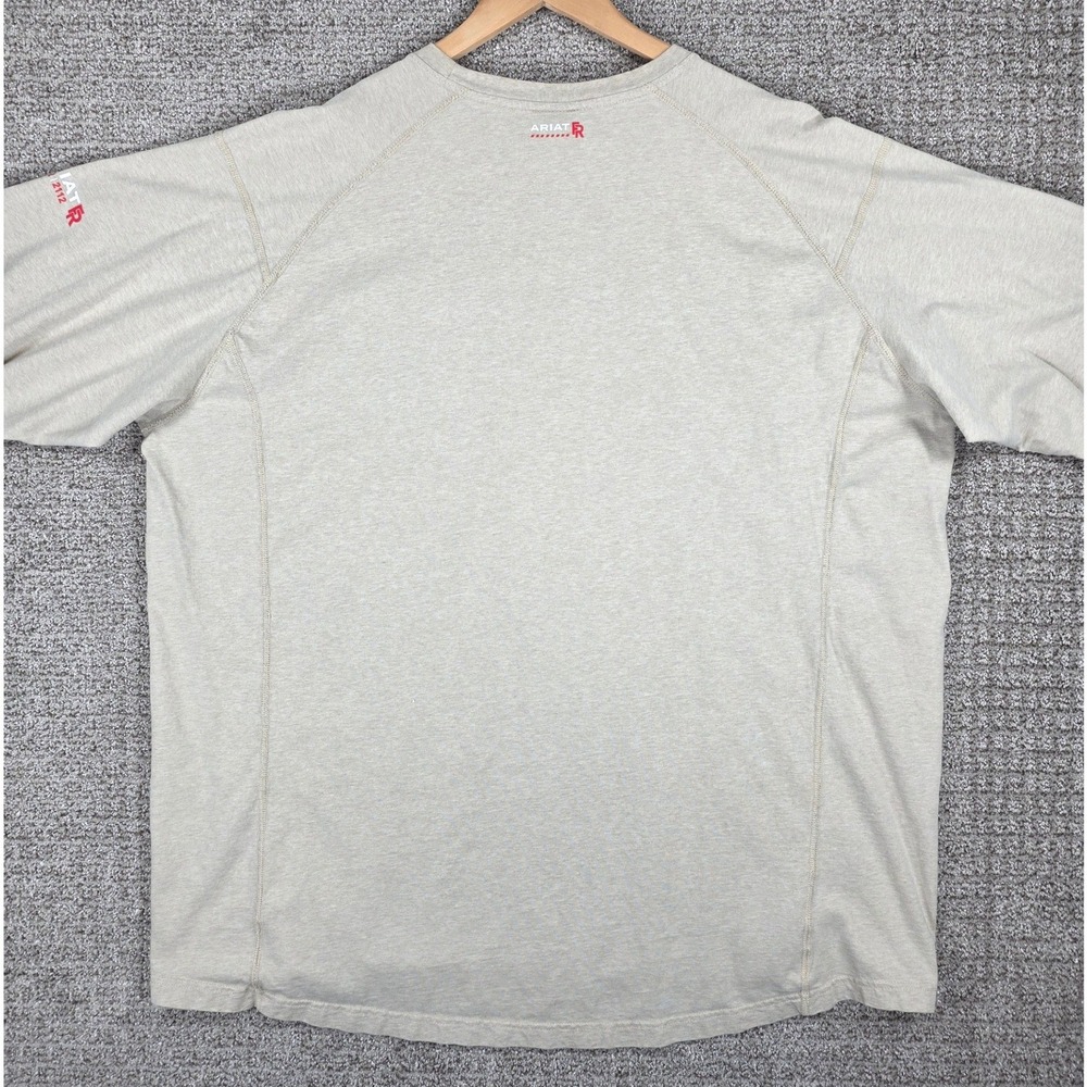 Ariat FR Work Shirt Mens 3XL Beige Flame Resistant Long Sleeve Pocket Tee CAT 2 - Picture 5 of 9